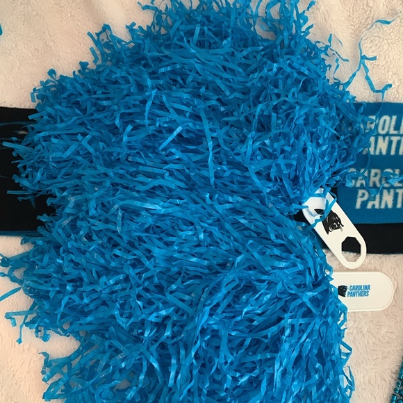 Carolina Panthers Mini Pom Poms, Bead Necklaces, Fleece Scarf - Picture 9 of 11